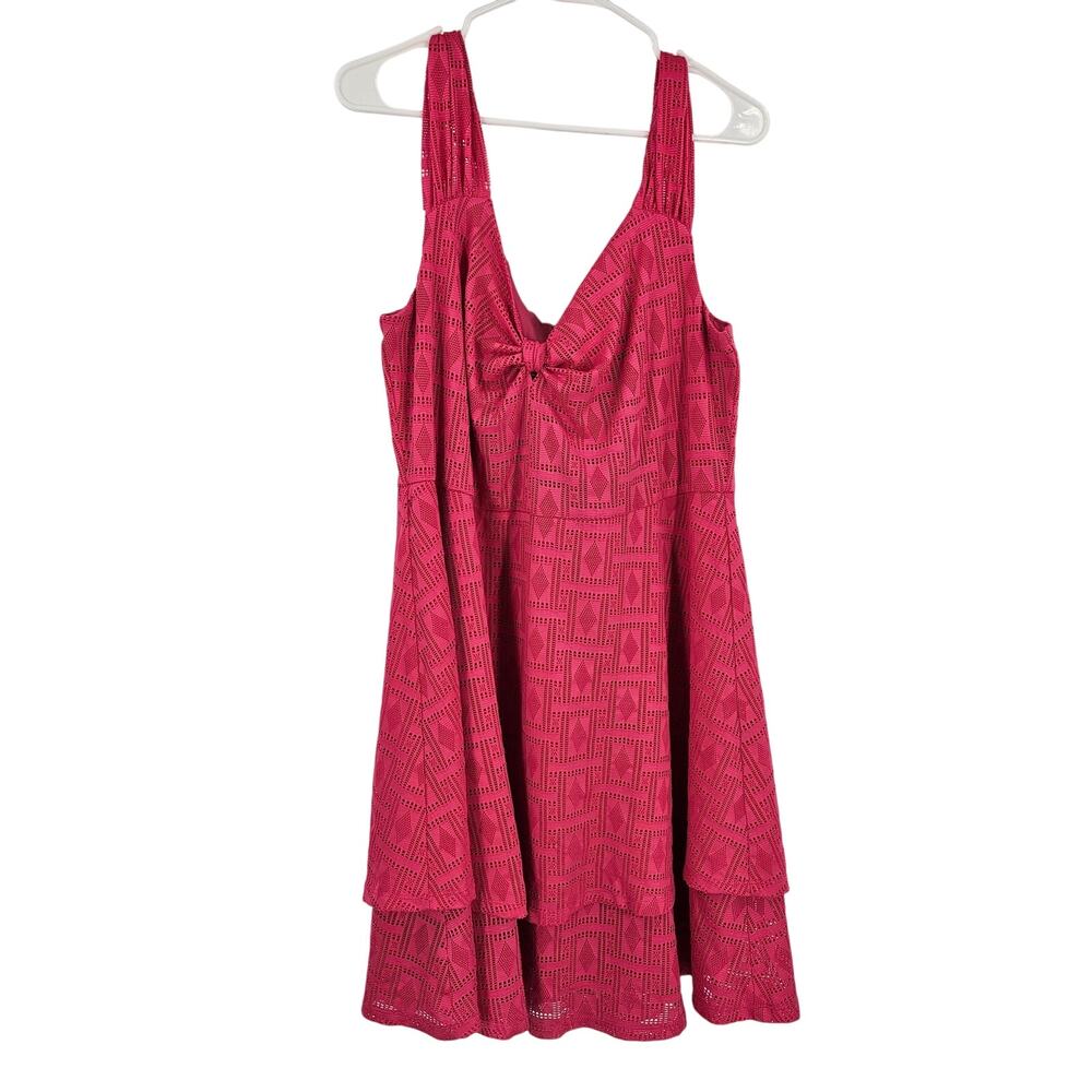 Hutch Anthropologie A-line Tank Dress Pink Lace Sleeveless Twist Front Mini 1X